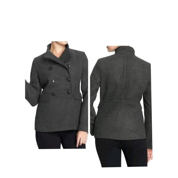 Old Navy Jackets & Blazers - 3523) Old Navy Women Charcoal Gray Cropped Peacoat Jacket Size Large